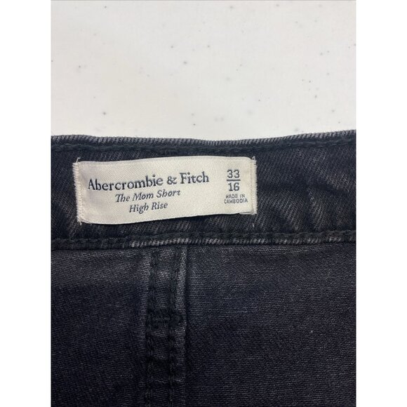 NEW Abercrombie & Fitch The Mom Short High Rise 33 /16 Black Wash Cut Offs 2.5" - Picture 3 of 6